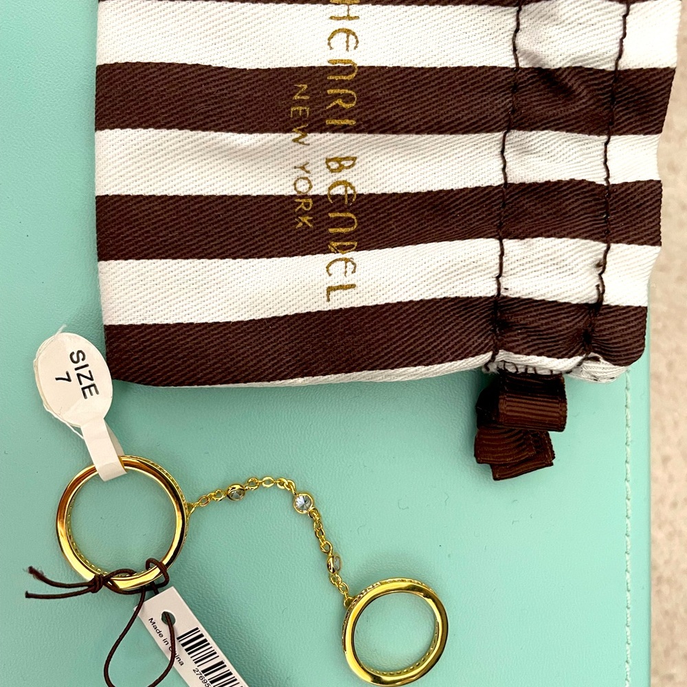 NEW Henry Bendel Gold Chain Double Ring
